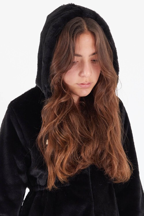 Kız Çocuk Kapüşonlu Peluş Mont 14608