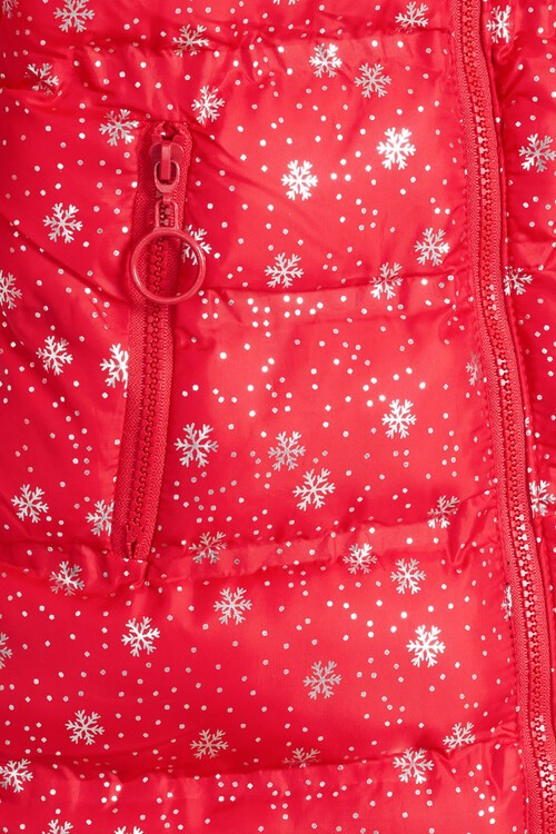 Kız Çocuk Mont Kar Desenli Kapüşonlu Şişme Mont 14530