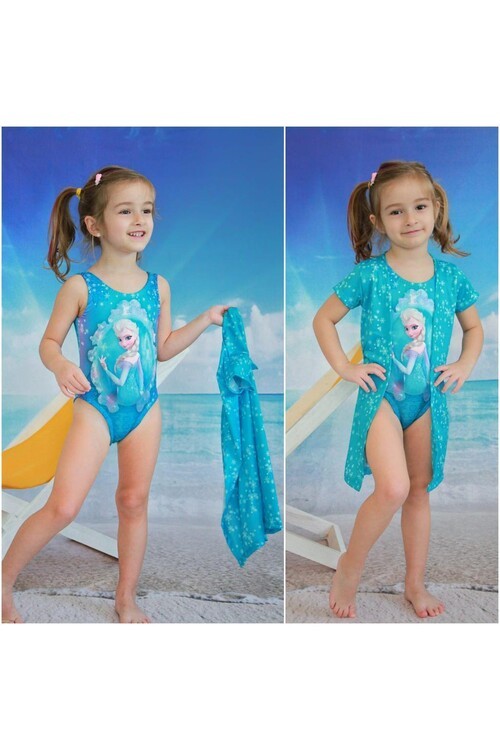 Kız Çocuk Kar Desenli Mayo Takımı 14476