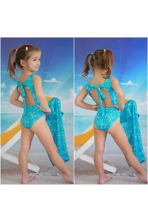 Kız Çocuk Kar Desenli Mayo Takımı 14476