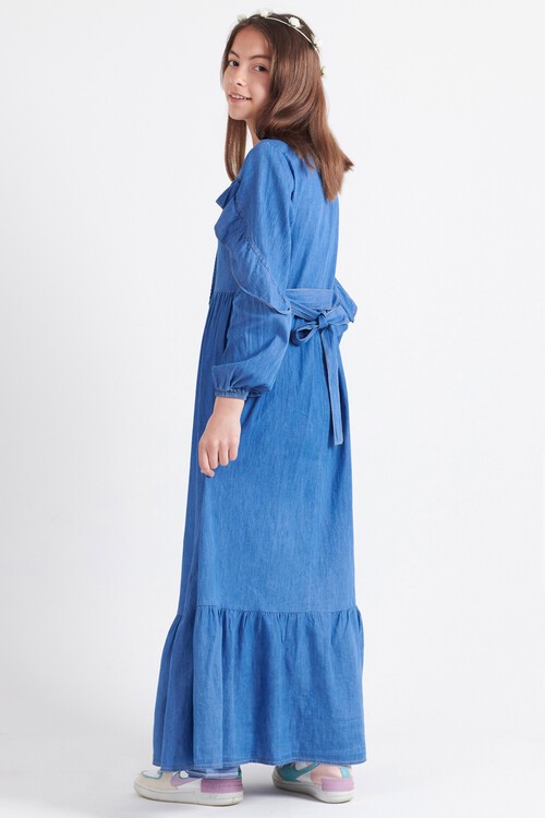 Kız Çocuk  Jean Elbise 10-15 Yaş 13976