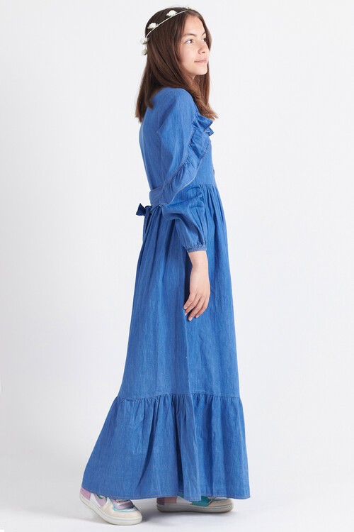 Kız Çocuk  Jean Elbise 10-15 Yaş 13976