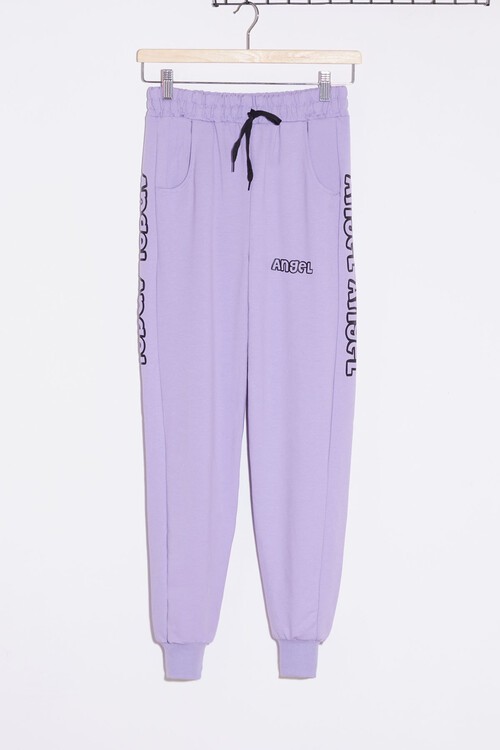 Kız Çocuk Lila Angel Yazılı Baskı 9-16 Yaş Eşofman Altı 4827-1