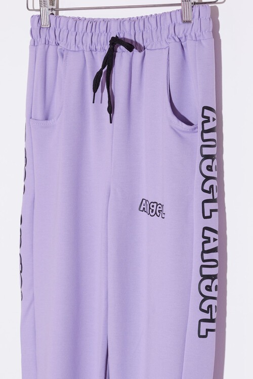 Kız Çocuk Lila Angel Yazılı Baskı 9-16 Yaş Eşofman Altı 4827-1