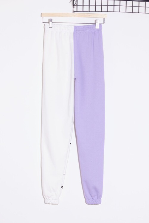 Kız Çocuk Lila Yıldız Desenli 9-16 Yaş Eşofman Altı 2068-3