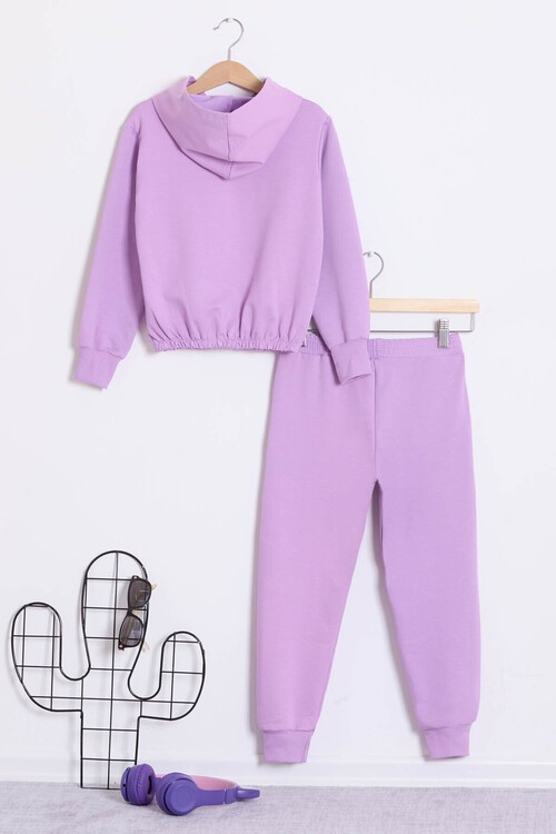 Kız Çocuk Mickey Baskılı Kapüşonlu Eşofman Takımı 14611