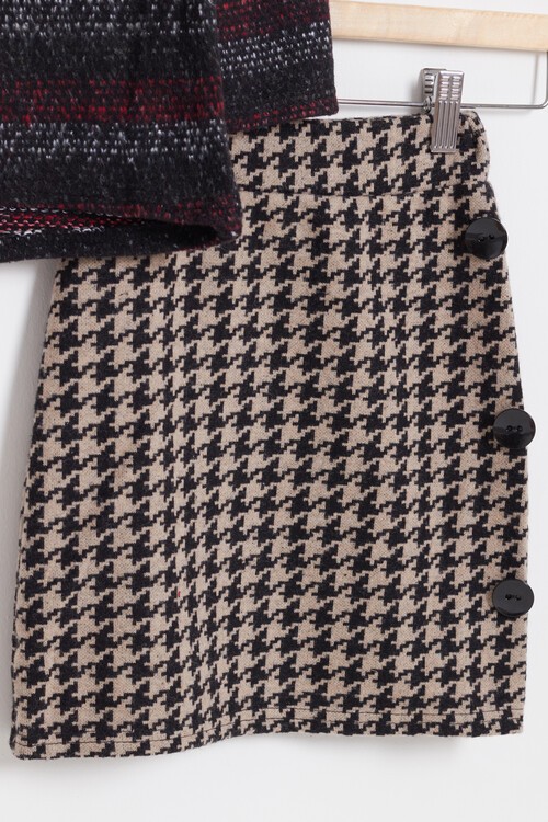 Kız Çocuk Mickey Nakışlı Kazaklı Etekli Takım  14613