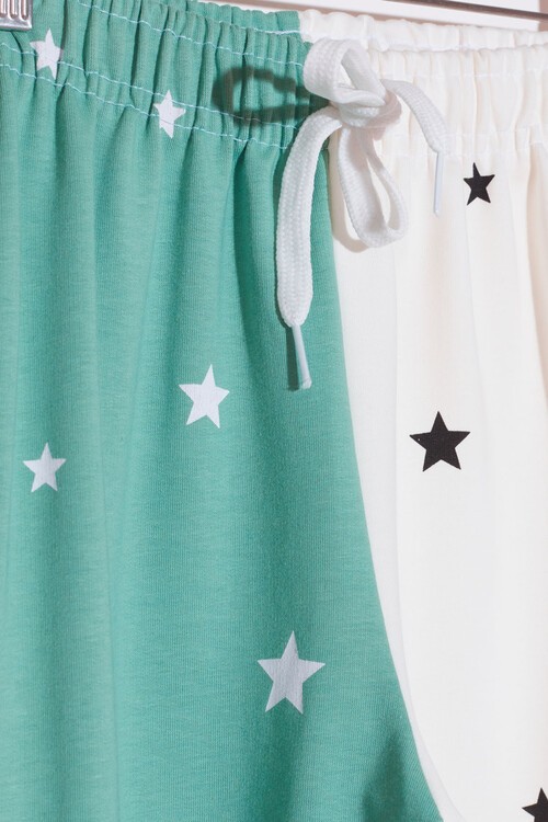 Kız Çocuk Mint Yıldız Desenli 9-16 Yaş Eşofman Altı 12898