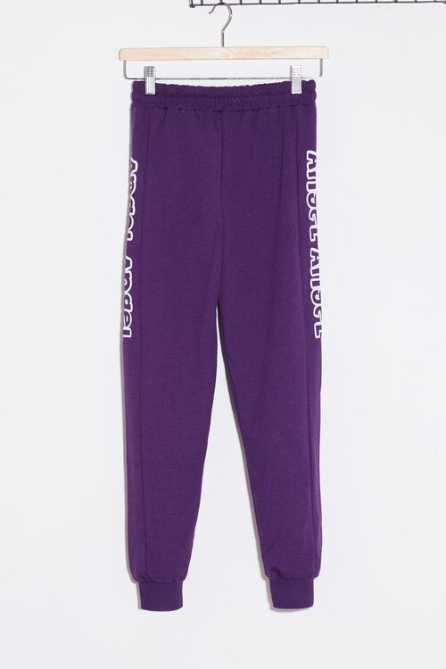 Kız Çocuk Mor Angel Yazılı Baskı 9-16 Yaş Eşofman Altı 4827