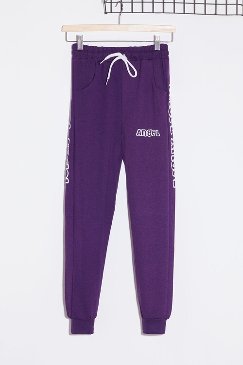 Kız Çocuk Mor Angel Yazılı Baskı 9-16 Yaş Eşofman Altı 4827