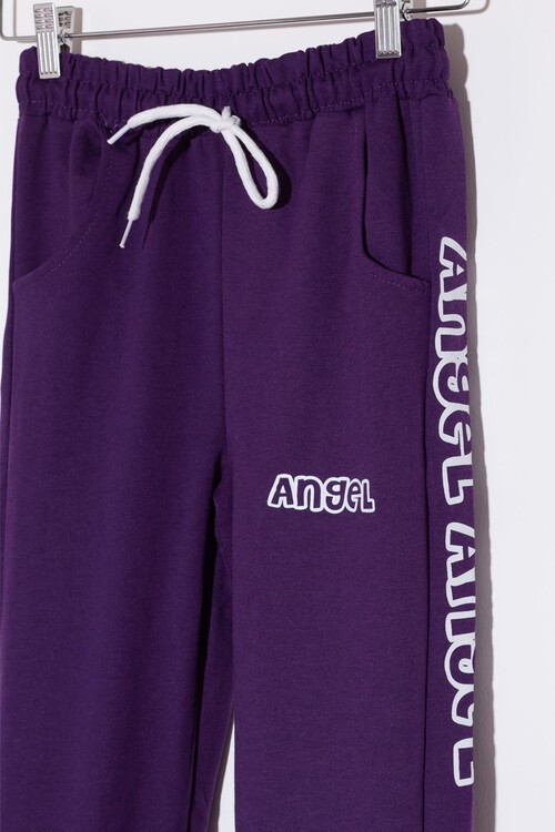 Kız Çocuk Mor Angel Yazılı Baskı 9-16 Yaş Eşofman Altı 4827