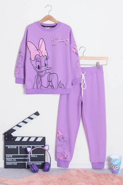 Kız Çocuk Ördek Daisy Baskılı Eşofman Takımı 14601