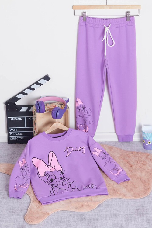 Kız Çocuk Ördek Daisy Baskılı Eşofman Takımı 14601