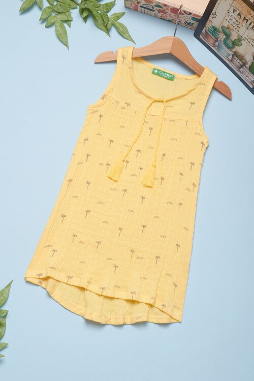 Kız Çocuk Palmiye Desenli Elbise 14548