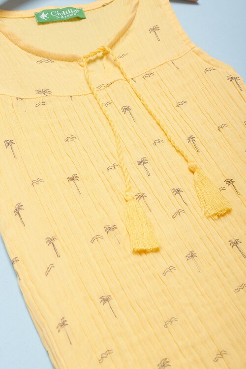 Kız Çocuk Palmiye Desenli Elbise 14548