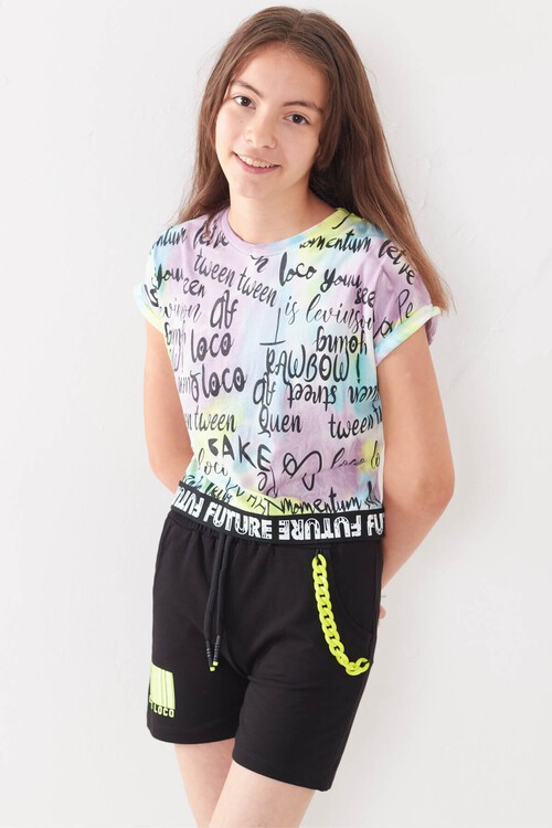 Kız Çocuk Pano Baskılı Batik Takım 10-15 Yaş 13876