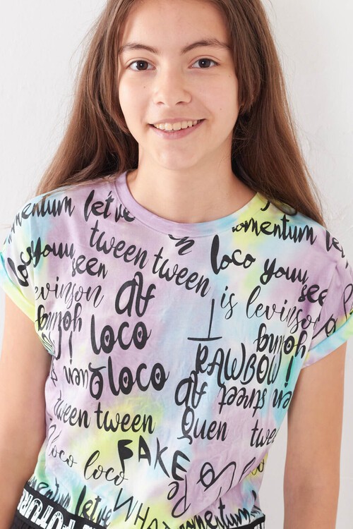 Kız Çocuk Pano Baskılı Batik Takım 10-15 Yaş 13876