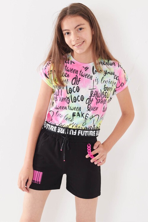 Kız Çocuk Pano Baskılı Batik Takım 10-15 Yaş 13876