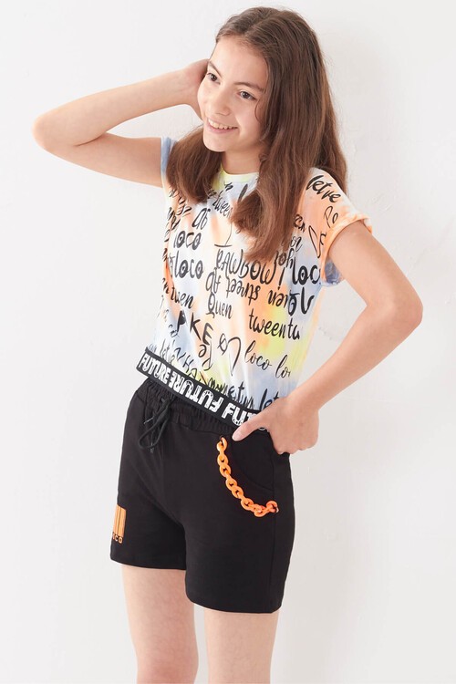 Kız Çocuk Pano Baskılı Batik Takım 10-15 Yaş 13876