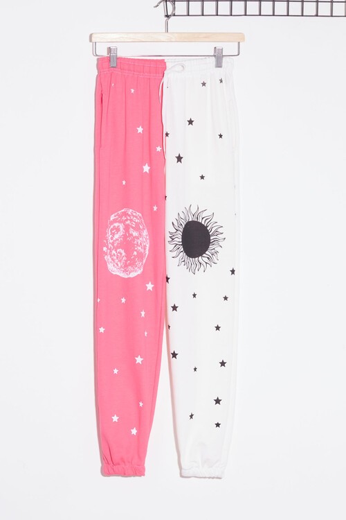 Kız Çocuk Pembe Yıldız Desenli 9-16 Yaş Eşofman Altı 12899