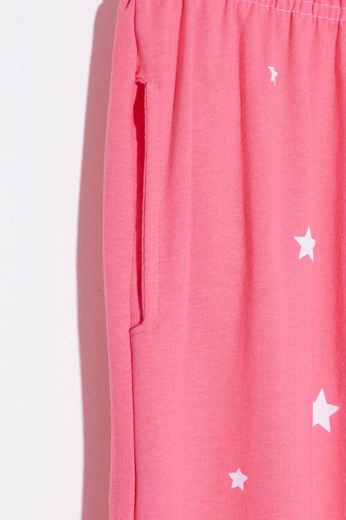 Kız Çocuk Pembe Yıldız Desenli 9-16 Yaş Eşofman Altı 12899