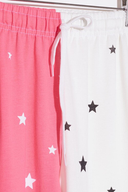 Kız Çocuk Pembe Yıldız Desenli 9-16 Yaş Eşofman Altı 12899