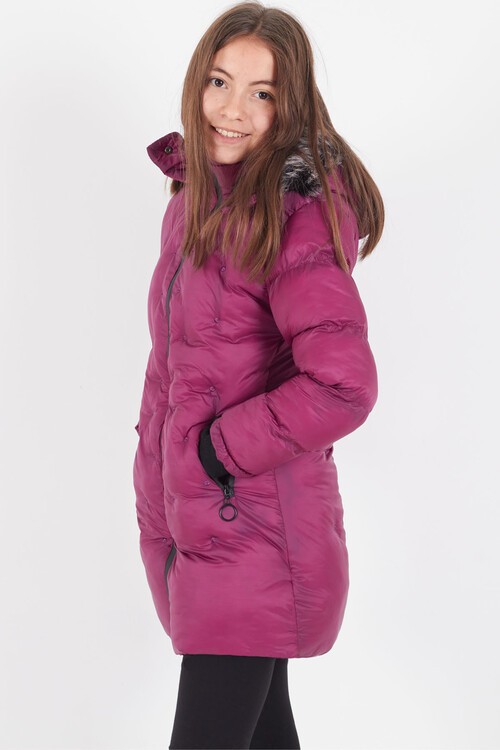 Kız Çocuk Mont Puantiyeli Kapüşonlu Şişme Mont 14532