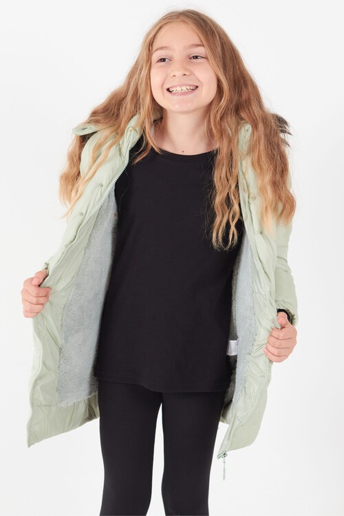 Kız Çocuk Mont Puantiyeli Kapüşonlu Şişme Mont 14532