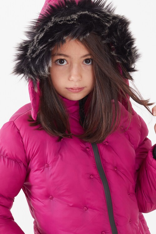 Kız Çocuk Mont Puantiyeli Kapüşonlu Şişme Mont 14532