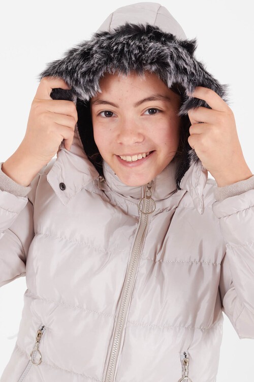 Kız Çocuk Mont Renkli Kapüşonlu Şişme Mont 14534