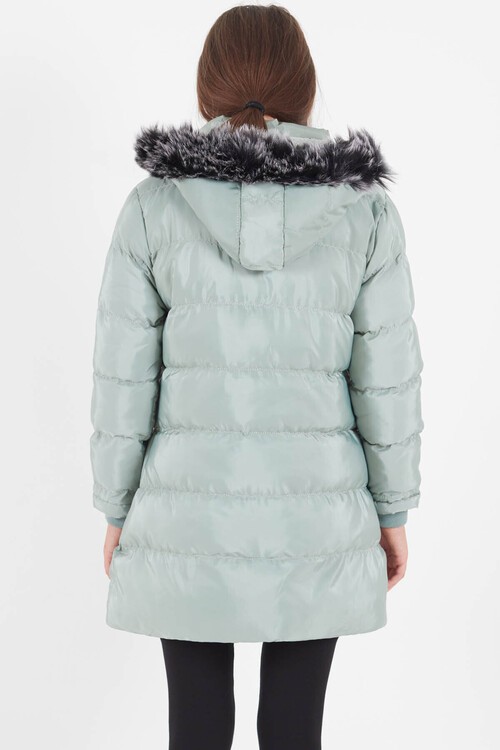 Kız Çocuk Mont Renkli Kapüşonlu Şişme Mont 14534