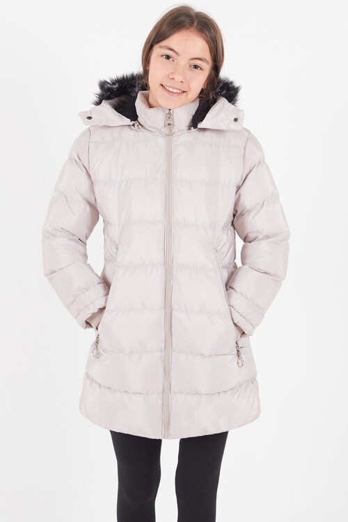 Kız Çocuk Mont Renkli Kapüşonlu Şişme Mont 14534