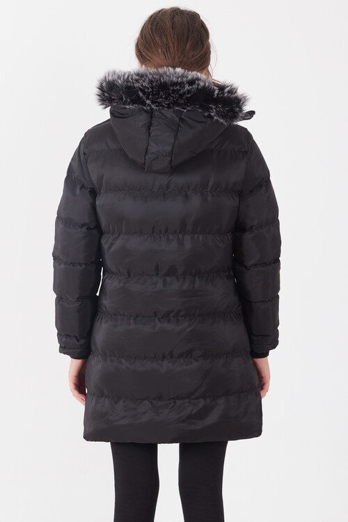 Kız Çocuk Mont Renkli Kapüşonlu Şişme Mont 14534