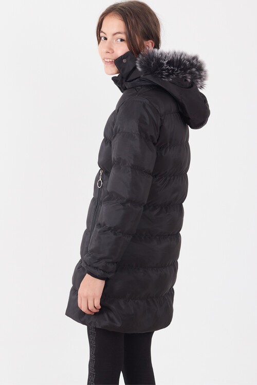 Kız Çocuk Mont Renkli Kapüşonlu Şişme Mont 14534