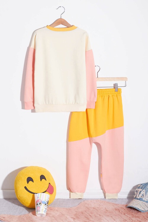 Kız Çocuk Renkli Karakter Baskılı Eşofman Takımı 2-8 Yaş 14596