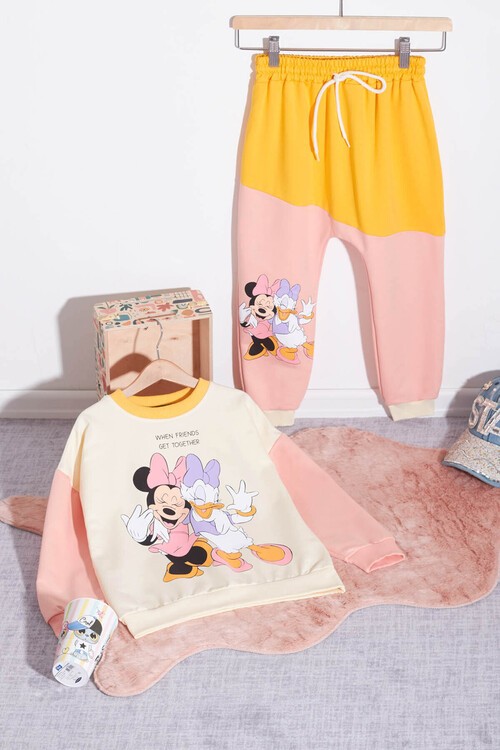 Kız Çocuk Renkli Karakter Baskılı Eşofman Takımı 2-8 Yaş 14596