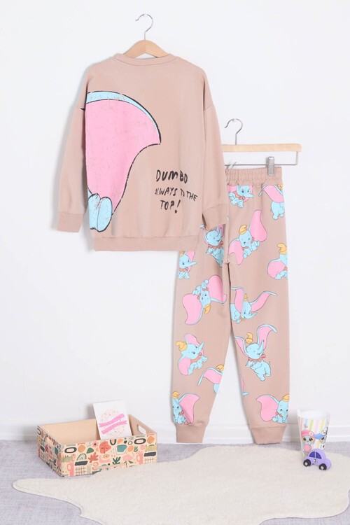 Kız Çocuk Sevimli Fil Baskılı Eşofman Takımı 14595