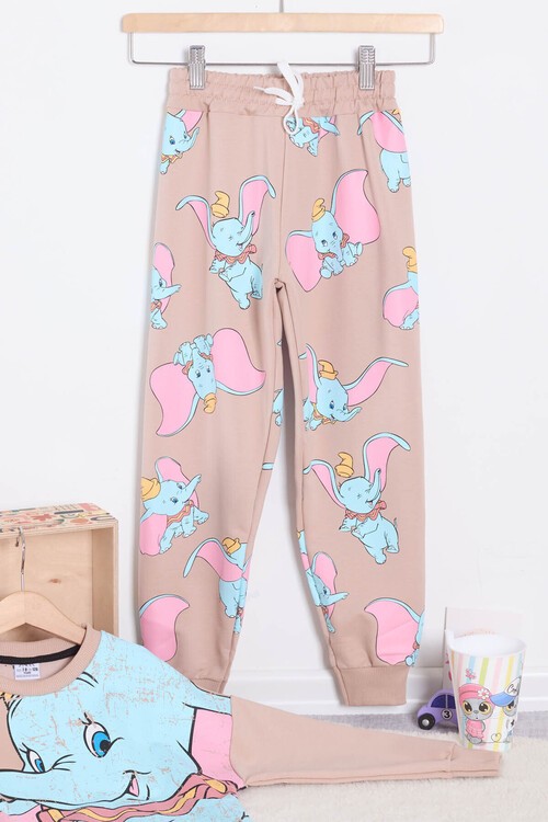 Kız Çocuk Sevimli Fil Baskılı Eşofman Takımı 14595