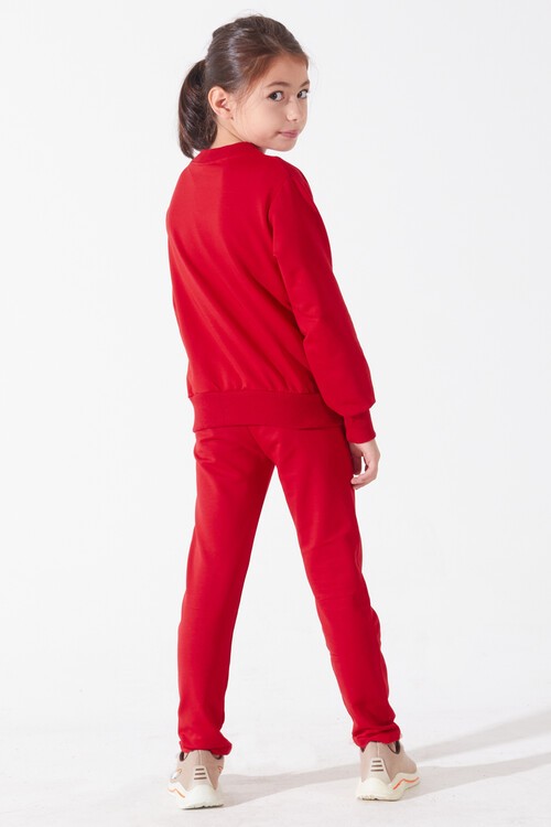 Kız Çocuk Simli Minnie Baskılı Hırkalı 3lü Eşofman Takımı 14587