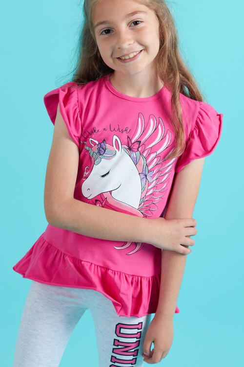 Kız Çocuk Taytlı 2li Takım Unicorn Baskı 13821