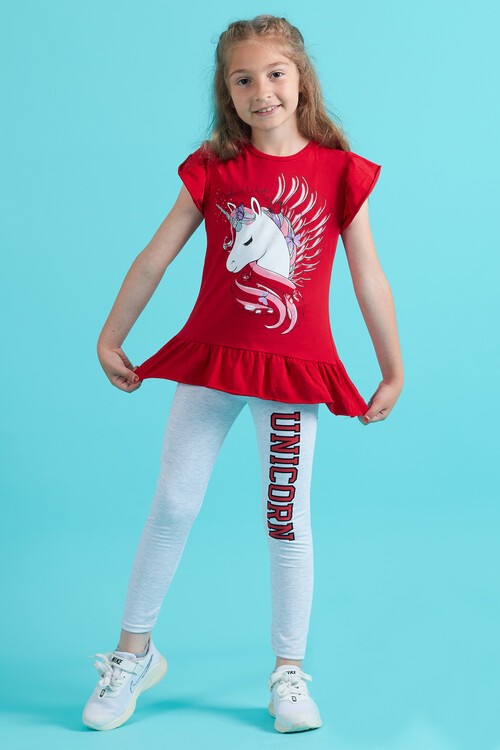 Kız Çocuk Taytlı 2li Takım Unicorn Baskı 13821