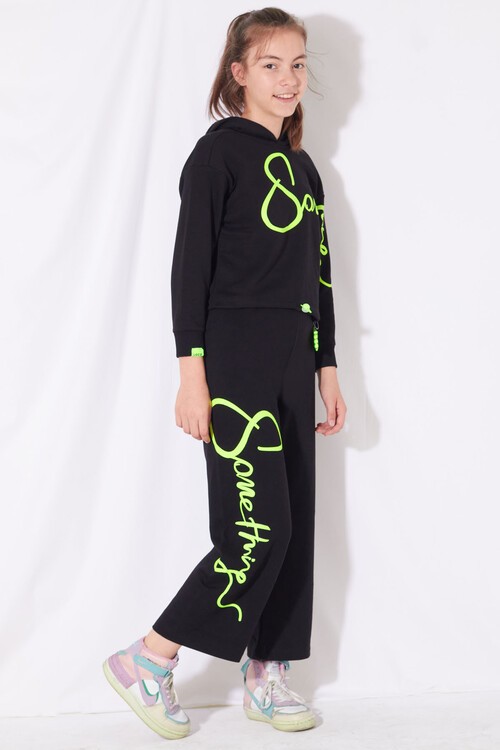 Kız Çocuk Some Yazı Baskılı Kapşonlu Takım 10-15 Yaş 14129