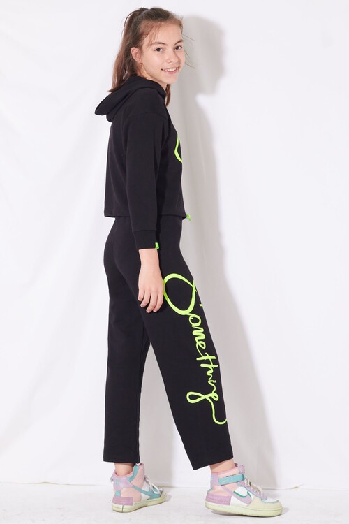 Kız Çocuk Some Yazı Baskılı Kapşonlu Takım 10-15 Yaş 14129