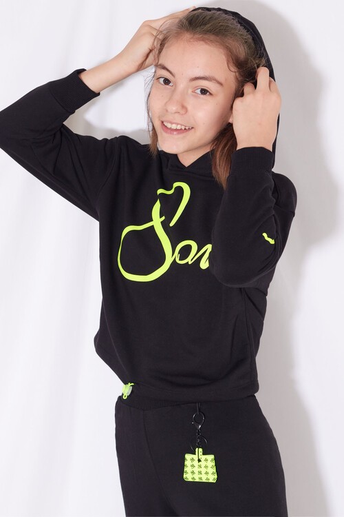 Kız Çocuk Some Yazı Baskılı Kapşonlu Takım 10-15 Yaş 14129