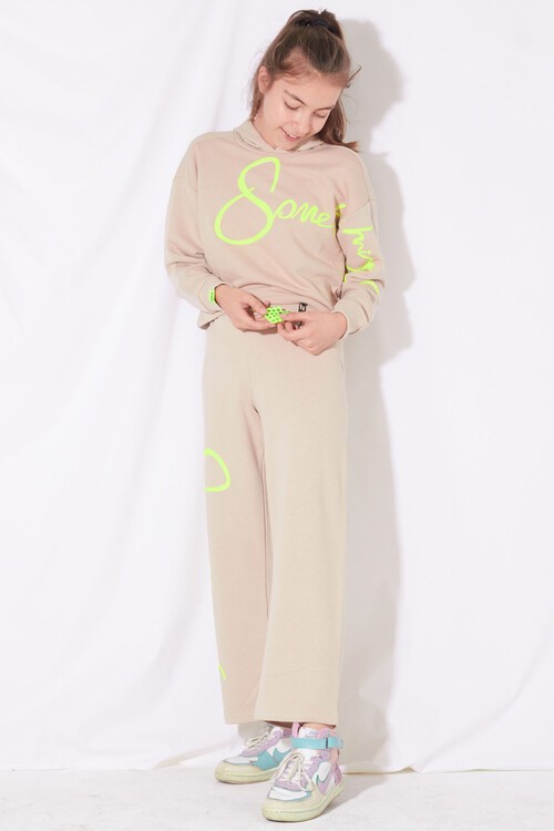 Kız Çocuk Some Yazı Baskılı Kapşonlu Takım 10-15 Yaş 14129