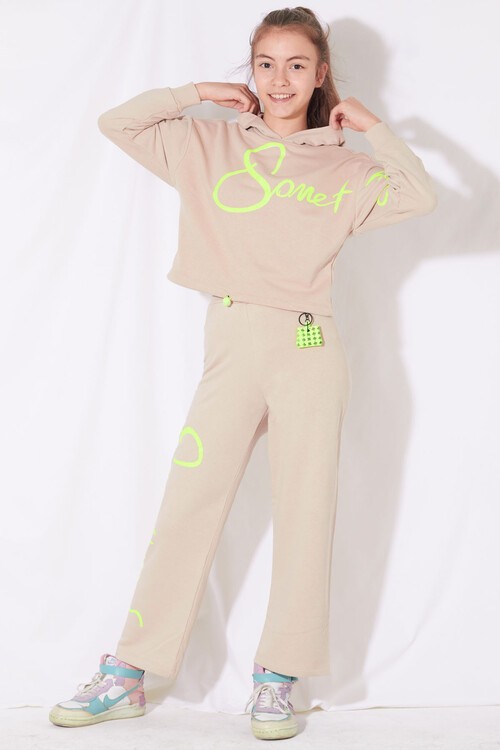 Kız Çocuk Some Yazı Baskılı Kapşonlu Takım 10-15 Yaş 14129