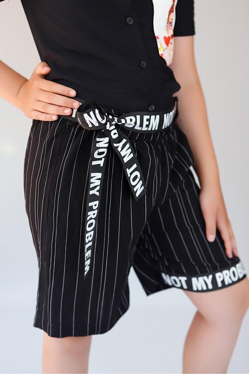 Kız Çocuk Şort Yazı Desenli 14520