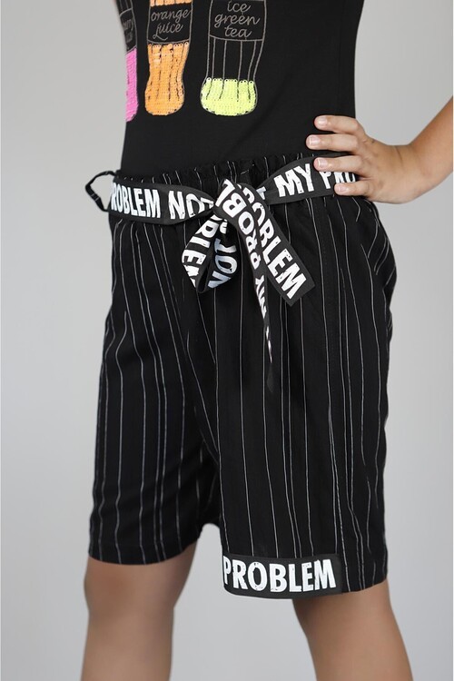 Kız Çocuk Şort Yazı Desenli 14520