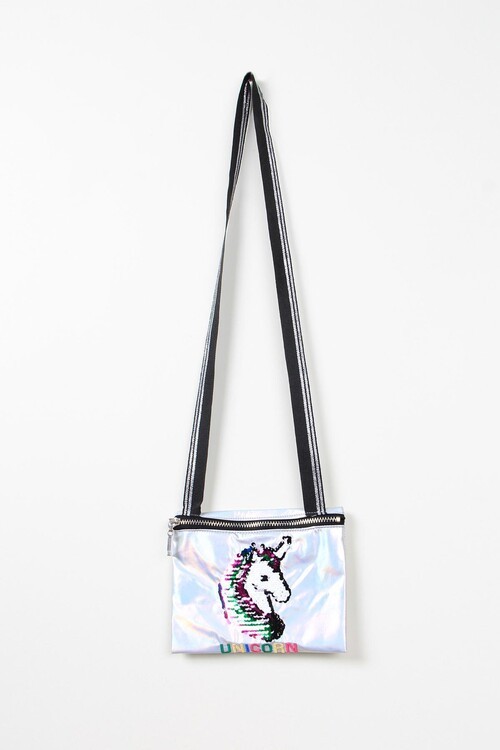 Kız Çocuk Unicorn Çantalı Pullu Elbise 14562