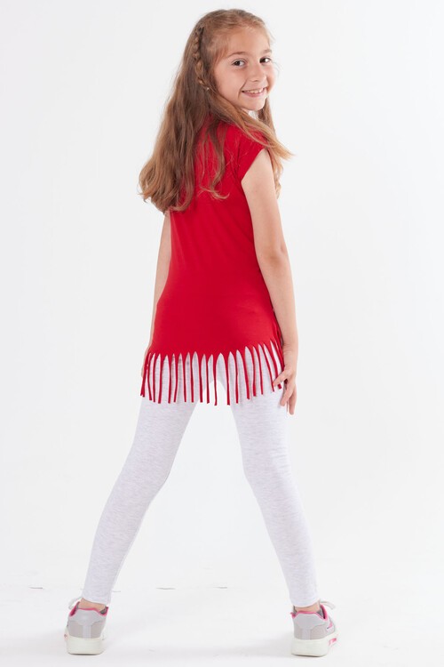 Kız Çocuk Unicorn Desenli Püsküllü Takım 3-10 Yaş 13822